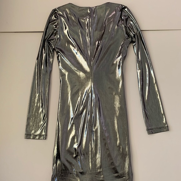 NWT Shimmering Metallic Bodycon Long Sleeved Dress - Picture 5 of 6